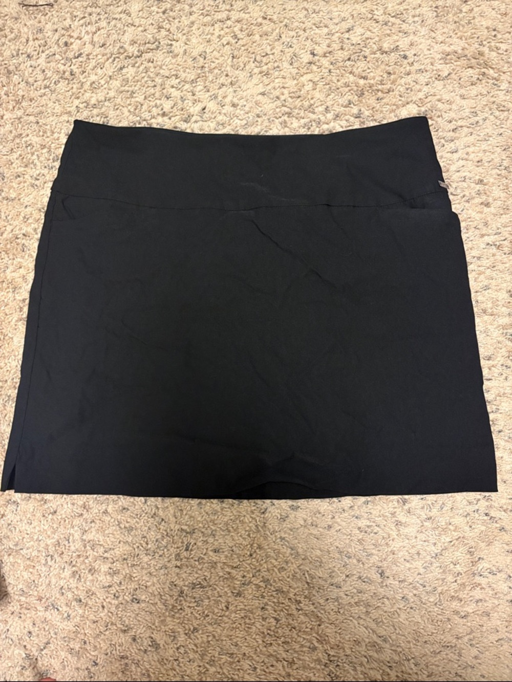 Women's Black Mini Skort with Stretch Waistband, front pockets size xxl